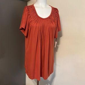 Style & co pleated blouse in deep vibrant color